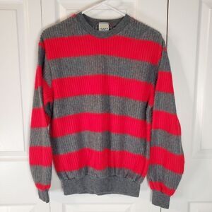 Vintage Trader Bay Ribbed Striped Crewneck Sweater Size Small Made in USA